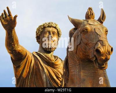 Statue von Marcus Aurelius, Kapitol, Rom Italien Stockfoto