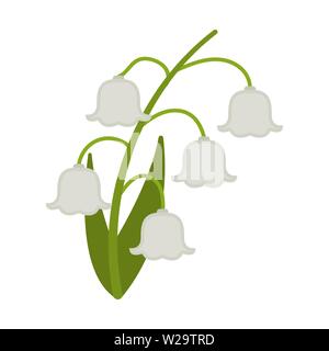 Maiglöckchen Blüte Flachbild-Symbol, wilde Blumen, Pflanzen Vector Illustration auf weißem Hintergrund Stock Vektor