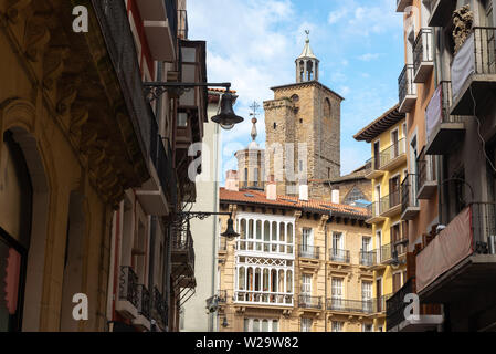 Kirche San Saturnino von Mercaderes Street, Pamplona, Spanien Stockfoto