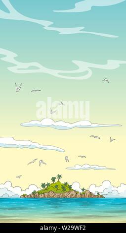 Ozean mit zwei Insel. Hand zeichnen Vector Illustration mit separaten Ebenen. Stock Vektor