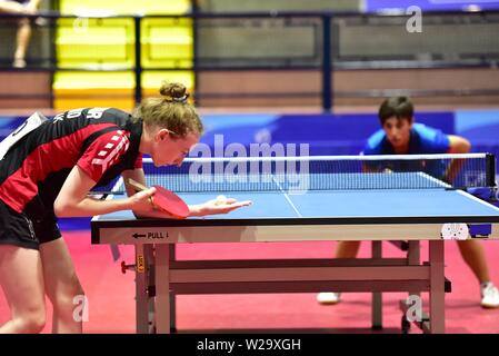 Pozzuoli, Italien. 07 Juli, 2019. Karolina Lalak thepoland Spieler während der Partie Tischtennis der Sommer-universiade Übereinstimmung zwischen Italien und Polen an der PalaTrincone in Pozzuoli (Neapel). Credit: Paola Visone/Pacific Press/Alamy leben Nachrichten Stockfoto