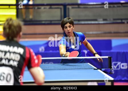 Pozzuoli, Italien. 07 Juli, 2019. Die italienischen Spieler Veronica Mosconi während der Partie Tischtennis der Sommer-universiade Übereinstimmung zwischen Italien und Polen an der PalaTrincone in Pozzuoli (Neapel). Credit: Paola Visone/Pacific Press/Alamy leben Nachrichten Stockfoto