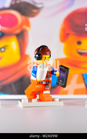 Lego Film 2 Figuren Emmet Brickowski Stockfoto