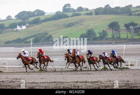 Courtmacsherry, Cork, Irland. 07 Juli, 2019. Wobei die Biegung an der jährlichen Strand Rennen, die in Courtmacsherry, Co Cork, Irland, statt. Quelle: David Creedon/Alamy leben Nachrichten Stockfoto