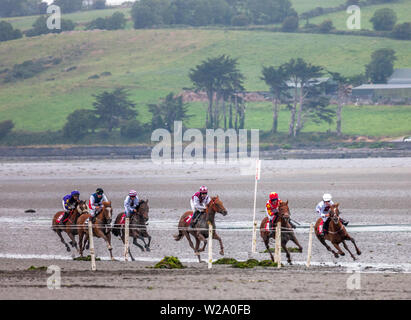 Courtmacsherry, Cork, Irland. 07 Juli, 2019. Wobei die Biegung an der jährlichen Strand Rennen, die in Courtmacsherry, Co Cork, Irland, statt. Quelle: David Creedon/Alamy leben Nachrichten Stockfoto