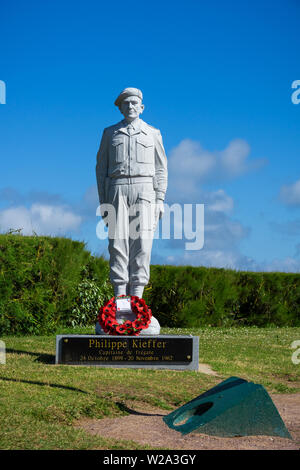 Weltkrieg zwei D-Day Memorial im Tribut Freie Französische Kommandos commander Philippe Kieffer, Denkmal der Flamme, Cabourg, Normandie, Frankreich Stockfoto