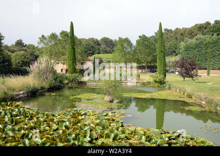 Formale Gärten Château La Canorgue Domaine oder Wine Estate Bonnieux Luberon Provence. Einstellung der Film 2006 ein gutes Jahr basierend auf dem Roman von Peter Mayle Stockfoto