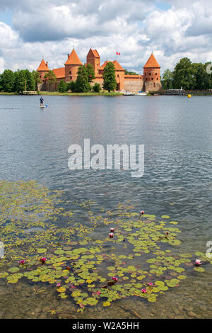 Mittelalterliche Burg von Trakai, Vilnius, Litauen, Osteuropa, zwischen den wunderschönen Seen und Natur, vertikale entfernt Stockfoto