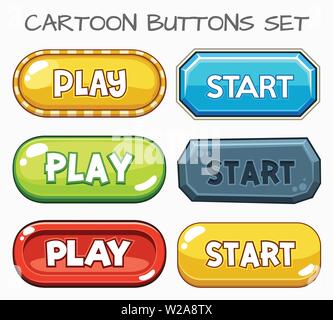 Cartoon-Tasten einstellen Spiel. Vector Illustration Stock Vektor