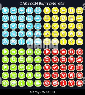 Cartoon button set game pack, GUI element for mobile gameCartoon buttons set game GUI elements for mobile games Stock Vektor
