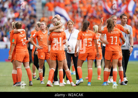 7 Juli 2019 Lyon, Frankreich der FIFA Frauen-WM Frankreich 2019 Finale Deutschland v Niederlande L+R Stockfoto