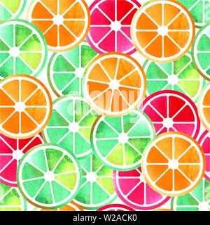 Citrus nahtlose Oberfläche Aquarell handgezeichnete Muster Farbe Design Stockfoto