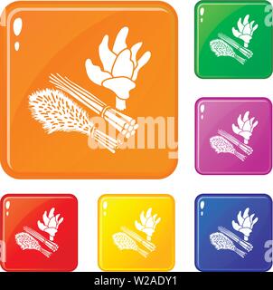 Grüne Nahrung Icons Set Vector Farbe Stock Vektor