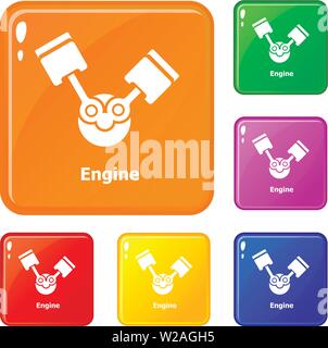 Motor Icons Set Vector Farbe Stock Vektor
