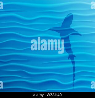 Shark Silhouette in blauem Wasser. Vector EPS 10. Stock Vektor