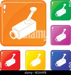 Sicherheit Kamera Icons Set Vector Farbe Stock Vektor