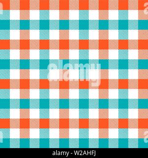 Blau und Orange Gingham Muster. Textur für - plaid, Tischdecken, Kleidung, Hemden, Kleider, papier, Bettwäsche, Bettdecken, Steppdecken und andere textile Produktion Stock Vektor