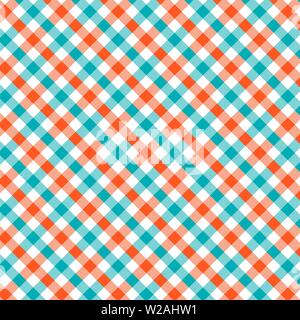 Blau und Orange Gingham Muster. Textur für - plaid, Tischdecken, Kleidung, Hemden, Kleider, papier, Bettwäsche, Bettdecken, Steppdecken und andere textile Produktion Stock Vektor