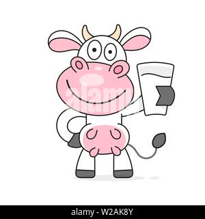 Kuh mit einem Glas Milch Vector Illustration Stock Vektor