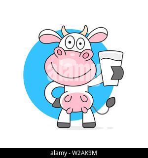 Kuh mit einem Glas Milch Vector Illustration Stock Vektor