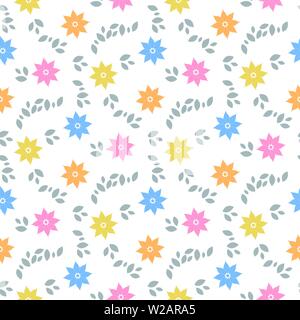 Zusammenfassung nahtlose Muster mit Blumen und Blätter. Vector Illustration Stock Vektor