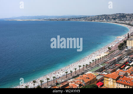 Blick auf die Bucht von Colline du Château (Schloss Berg) in Nizza, Frankreich Stockfoto