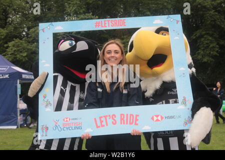 Newcastle upon Tyne, Großbritannien. 7. Juli 2019, Radfahrer geniessen Sie die Straßen von Newcastle für Fahrt bei der HSBC UK Let's, Kredit: DavidWhinham/Alamy Stockfoto