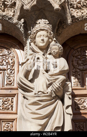 Leon Cathedral Hauptfassade, Spanien. Weiß V. Maria Portal Stockfoto