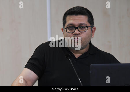 Lautsprecher Ayse Kotan, Walla Al Husban, sumeyye Sakarya und Sheheen Kattiparambi Kritischer muslimischen Studien an Palästina Expo 2019 am 7. Juli 2019 in London Olympia, UK. Stockfoto