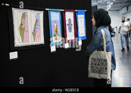 Palästina Expo haben der Welt zeigen. Die Palästinenser Menschen ist die am meisten Willensstark Menschen Menschheit im 21. Jahrhundert gesehen haben. Das Leid, Demütigung, Not und injustic die Menschheit von den Israelis Unterdrückung und ihre Entschlossenheit, die Rechte der Palästinenser, in ihre Heimat zurückzukehren ertragen kann ist nicht verhandelbar am 7. Juli 2019 in London Olympia, UK. Stockfoto