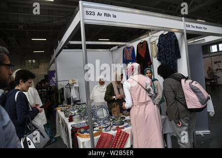 Palästina Expo haben der Welt zeigen. Die Palästinenser Menschen ist die am meisten Willensstark Menschen Menschheit im 21. Jahrhundert gesehen haben. Das Leid, Demütigung, Not und injustic die Menschheit von den Israelis Unterdrückung und ihre Entschlossenheit, die Rechte der Palästinenser, in ihre Heimat zurückzukehren ertragen kann ist nicht verhandelbar am 7. Juli 2019 in London Olympia, UK. Stockfoto