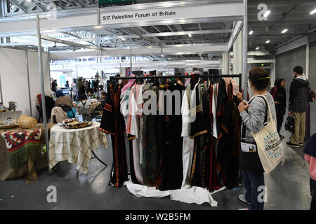 Palästina Expo haben der Welt zeigen. Die Palästinenser Menschen ist die am meisten Willensstark Menschen Menschheit im 21. Jahrhundert gesehen haben. Das Leid, Demütigung, Not und injustic die Menschheit von den Israelis Unterdrückung und ihre Entschlossenheit, die Rechte der Palästinenser, in ihre Heimat zurückzukehren ertragen kann ist nicht verhandelbar am 7. Juli 2019 in London Olympia, UK. Stockfoto