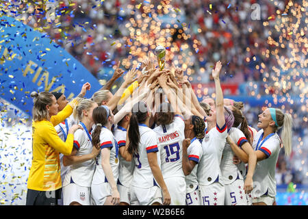 Lyon, Frankreich. 07 Juli, 2019. Spieler die Vereinigten Staaten während der Match gegen die Niederlande Spiel gültig für die Endrunde der Frauen Fußballweltmeisterschaft in Lyon in Frankreich Sonntag, 07. Credit: Brasilien Foto Presse/Alamy leben Nachrichten Stockfoto