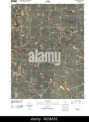 USGS TOPO Karte Indiana in Mulberry 20100526 TM Wiederherstellung Stockfoto