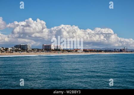 Huntington Beach Kalifornien Küste Übersicht hotels und der Strand Stockfoto