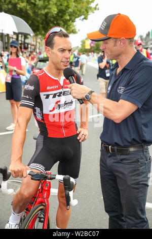 ADELAIDE, Australien - Januar 15. Richie Porte von Australien und Trek-Segafredo Ziptrak zu Beginn der Phase 1 von North Adelaide nach Port Adelaide Stockfoto