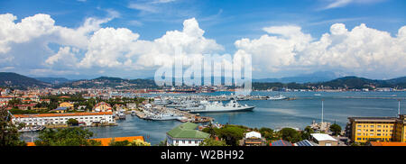 Blick auf den Hafen von La Spezia Ligurien Italien Stockfoto