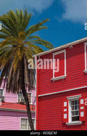 Karibik, Antigua, St. John's, Heritage Quay, traditionelle Fensterläden Stockfoto