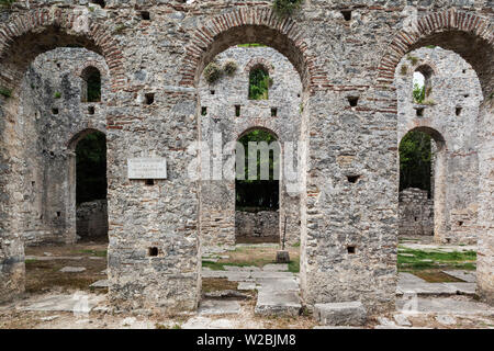 Albanien, albanische Riviera, Butrint, Ruinen des 6. Jahrhundert griechische Stadt, die Basilika Stockfoto