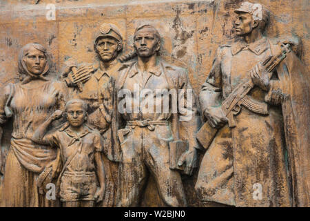 Albanien, Erseke, Ethnographische Museum, der kommunistischen Ära patriotischen Fries Stockfoto