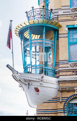 Belgien, Antwerpen, Jugendstil Architektur, ' t Bootje Haus, detail Stockfoto