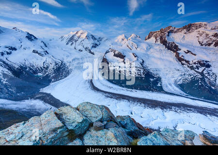 Monte Rosa Bereich & Gornergletscher, Zermatt, Wallis, Schweiz Stockfoto