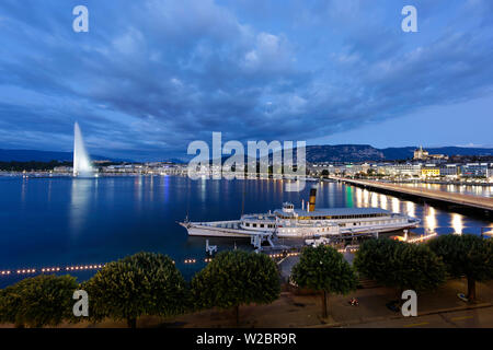 Jet d'Eau auf dem Genfer See, Genf, Schweiz Stockfoto