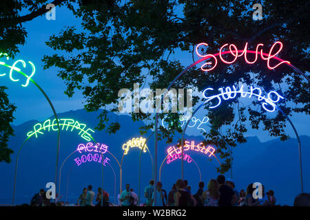 Während des Montreux Jazz Festival, See Genf, Waadt, Schweiz Stockfoto