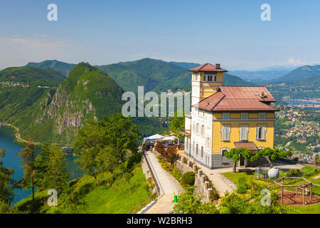 Erhöhte Sicht über Lugano, vom Monte Bre, Lugano, Lago di Lugano, Tessin, Schweiz Stockfoto