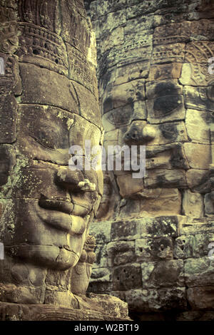 Kambodscha, Tempel von Angkor (UNESCO-Welterbe), Bayon, lächelndes Gesicht von Avalokiteshvara Stockfoto