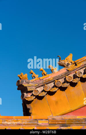 China, Peking, Verbotene Stadt, keramischen Dach detail Stockfoto