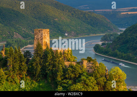 Deutschland, Rheinland-Pfalz, Rhein, Kaub und Burg Gutenfels oder Kaub Burg Stockfoto