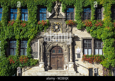 Marktplatz, Quedlinburg, UNESCO-Weltkulturerbe, Harz, Sachsen-Anhalt, Deutschland Stockfoto