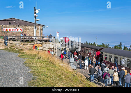 Dampfzug Reisen von Wernigerode auf den Gipfel des Brocken, Harz, Sachsen-Anhalt, Deutschland Stockfoto